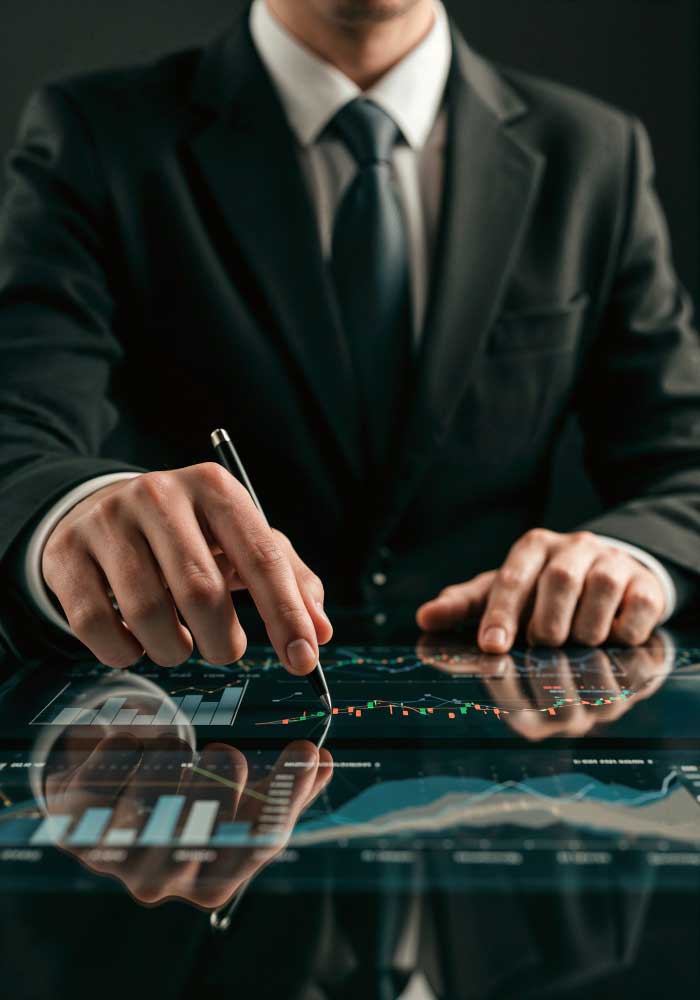 cpa-pompano-beach-2 Financial professional analyzing digital charts and market data on a touchscreen, showcasing expert cpa pompano beach accounting services