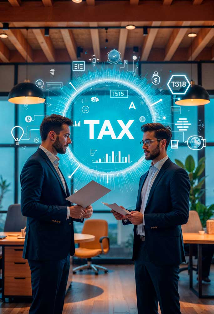 Business professionals reviewing documents and discussing strategies related to miami tax planning in a modern office setting